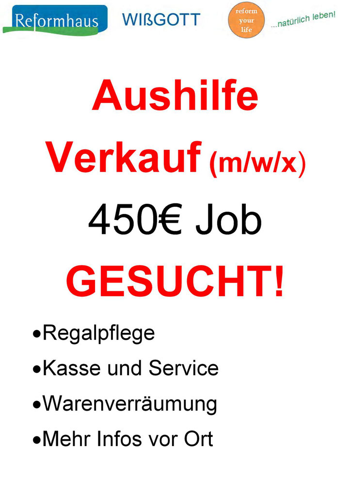 Aushilfe Verkauf M W X Gesucht Reformhaus Wissgott
