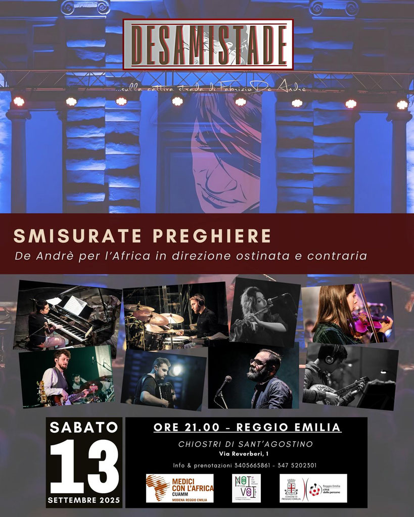 I Nostri Prossimi Eventi - DeSamistade - Fabrizio De André tribute band, image size:819x1024