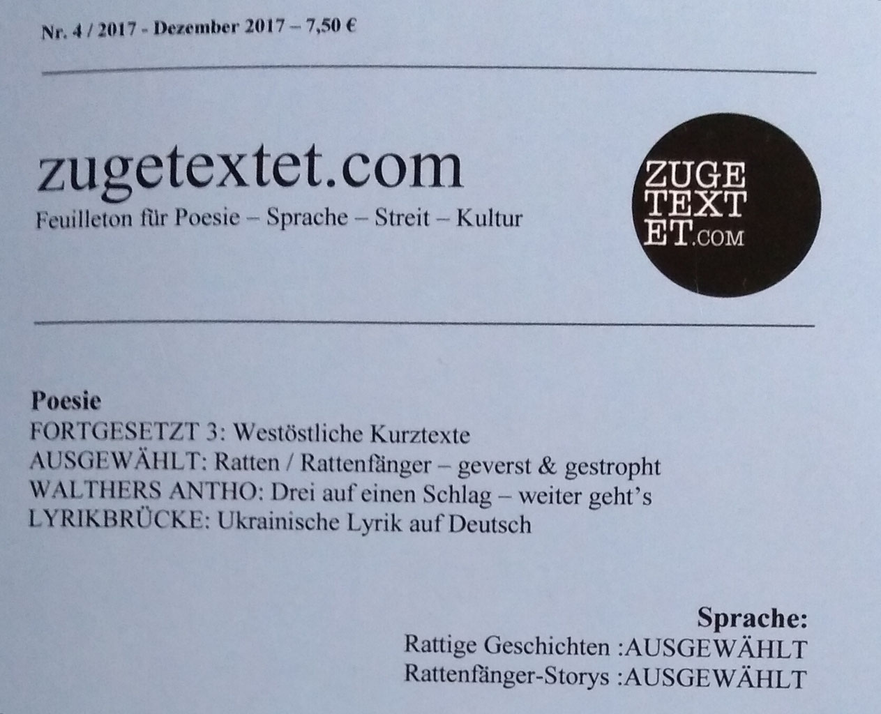 Zugetextet Zugetextet