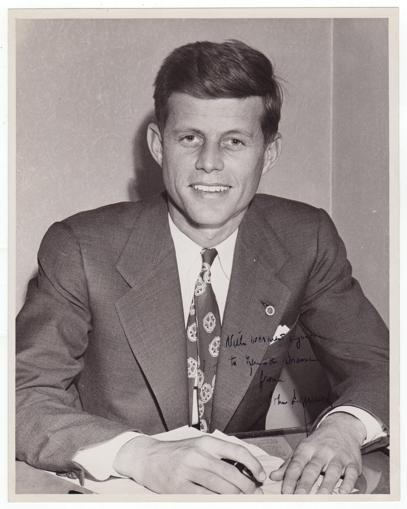 Autogrammfotokarte laminiert John F.Kennedy 