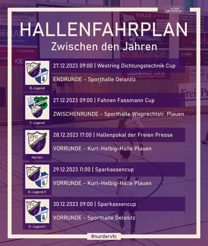 Adorfer Hallenfahrplan zwischen den Jahren nurdervfc