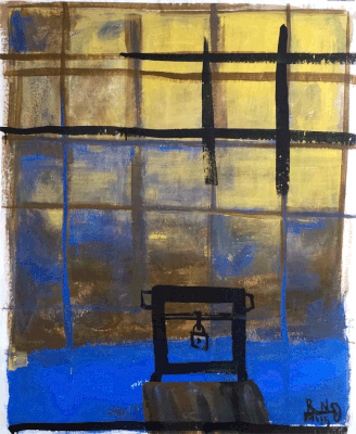 Schatztruhe, 118/98 cm, Pigment, Kleister, Leim auf Papier, 2015, Privatbesitz