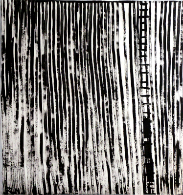 "linear" , 100/100 cm, Pigment, Kleister, Leim auf Papier, 2018, Privatbesitz