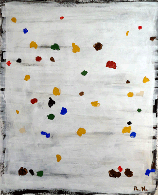 Flecken, 122/99 cm, Pigment, Kleister, Leim auf Papier, 2018