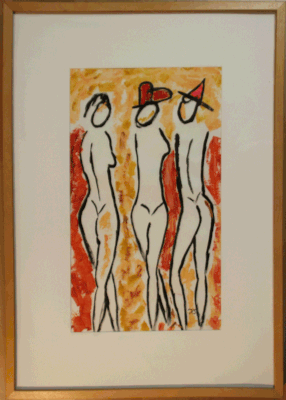 Nr.:6 Akt 3 Frauen(2) / 52x72 / verkauft
