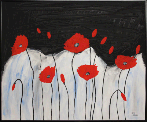 Nr.:297 Mohnblumen / Acryl auf Papier / 60x50