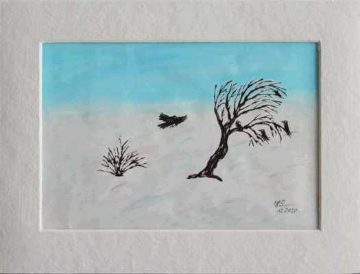 Nr.:157 Krähen im Winter / 40x30 / 