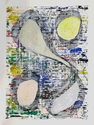 Nr.: 252 Eieruhr / Kohle Acryl auf Papier / 36x48