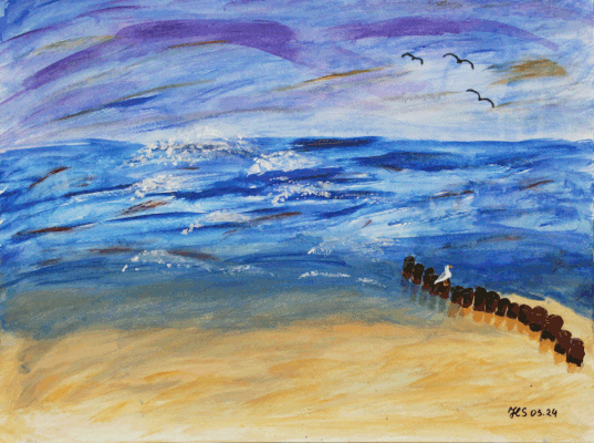 Nr.:278 Strand von Bansin / Acryl auf Papier / 48x36