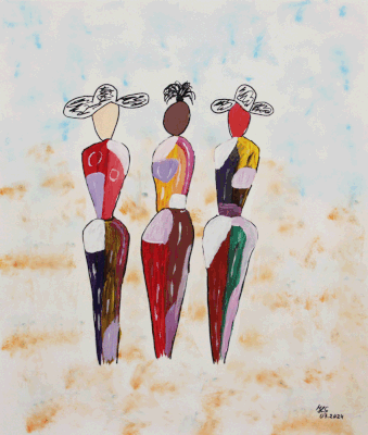 Nr.:283 Frauengruppe / Acryl auf Papier / 50x60