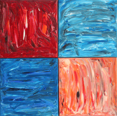 Nr.:165 Farbspiel in rot und blau / 60x60 /