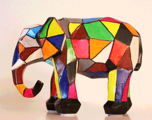 Nr.:300 bunter Elefant / 24x17 / verkauft