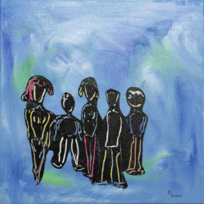 Nr.:341 Straßenkinder / Monotypie_Acryl auf Leinwand / 40x40
