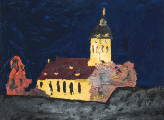 Nr.:87 Pesterwitzer Kirche bei Nacht / 50x37 / 