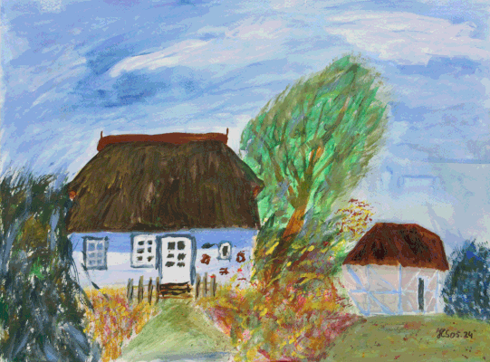 Nr.:279 Haus auf Usedom / Acryl auf Papier / 48x36