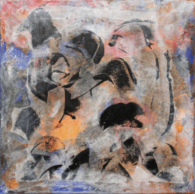 Nr.: 340 ohne Titel / Acryl_Monotypie auf Leinwand / 40x40