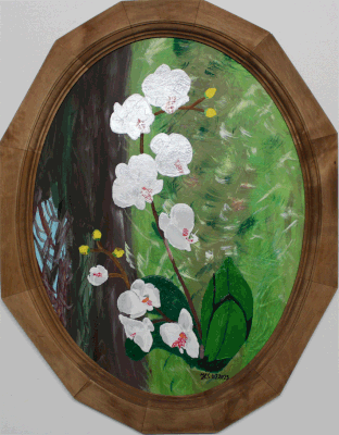 Nr.:229 Orchidee / Acryl auf Kabak / 43x58 /