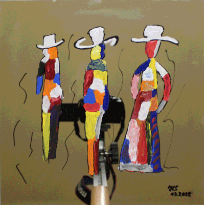 Nr.:224 3 Frauen / Acryl auf Spiegel / 30x30 