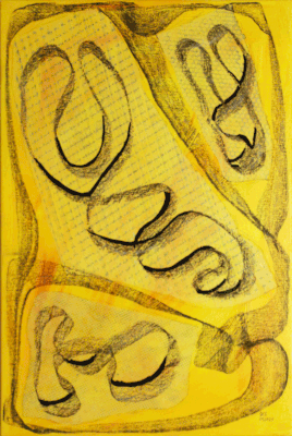 Nr.:  343 ohne Titel / Acryl_Kohlestift_Monotypie auf Leinwand / 40x60