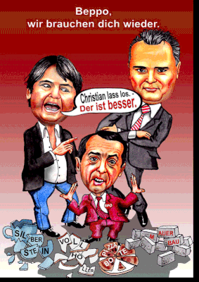 Nachfolger steht bereit, als Karikatur gezeichnet.