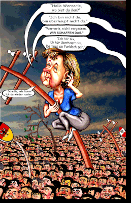 Angelas Freunde, als Karikatur gezeichnet.