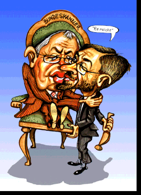 Eine Stütze als Karikatur gezeichnet.