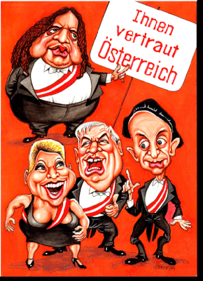 Hermes Phettberg, Jazzgitti, Otto Wanz und Alf Poier.