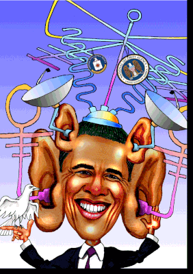 Barak Obama als Lauscher.