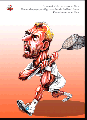 Thomas Muster hat sich als Karikatur zeichnen lassen.