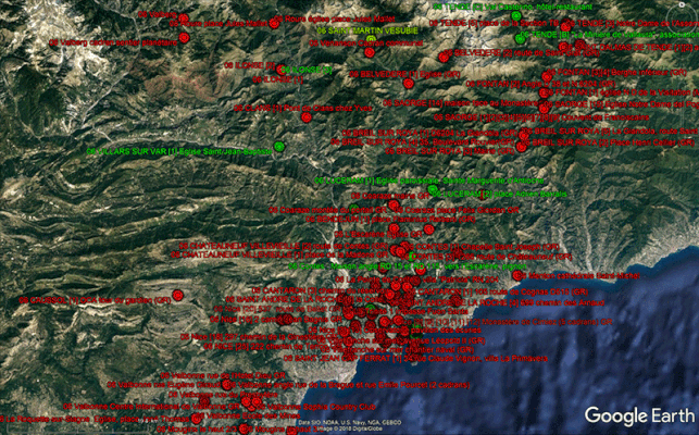 Avec Google Earth, les centaines de cadrans trouvés partout dans le monde par les adhérents sont géolocalisés !