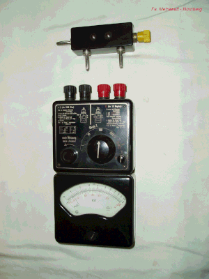 Bild 60 - Metrawatt  Widerstandsmessgerät mit Zusatskasten.  Fertigungsjahr 1947