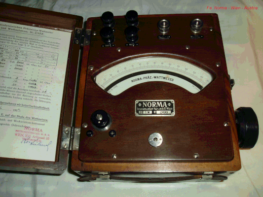 Bild 42 - Norma - Wien Elektrodynamischer Leistungsmesser.  Fertigungsjahr 1924