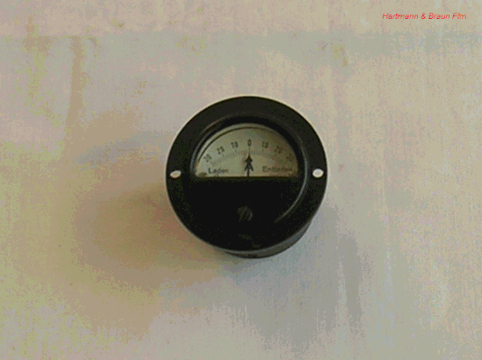 Bild 297-2 - Hartmann & Braun Anzeigegerät für Nebenwiderstände  -  ( Shunts )   Millivoltmeter geeicht in Ampere G Gleichstrom ).