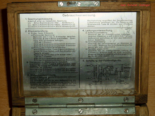 Bild 55- Gebr. Ruhstrat Göttingen - Kurzanleitung und Schaltplan Feldmessgerät - Fertigungsjahr  1940