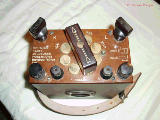 Bild 58 - Gossen  Stromwandler Stw. bis 500 Ampere.  Fertigungsjahr 1955