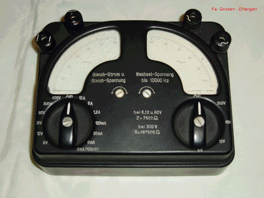 Bild 13 - Gossen - Multimeter Gleich / Wechselstrom.  Fertigungsjahr 1950