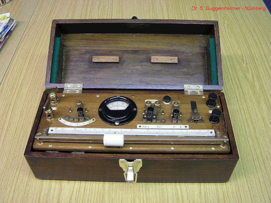 Bild 319 - Dr. S. Guggenheimer Nürnberg. Schleifendraht Messbrücke Wheatstone.  Fertigungsjahr 1920