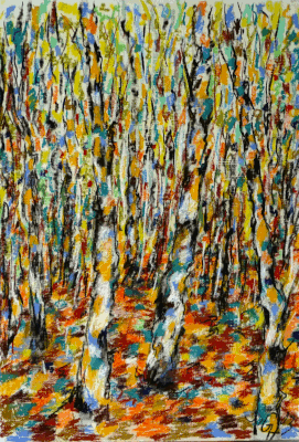 Bäume abstrakt2, Hartfaserplatte, 50 - 70 cm