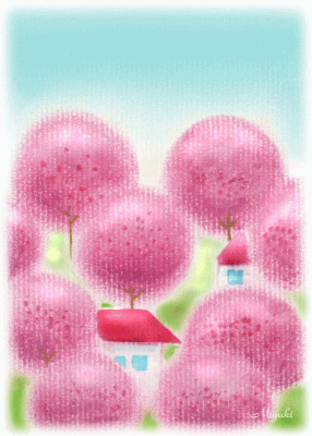 桜樹に囲まれて
