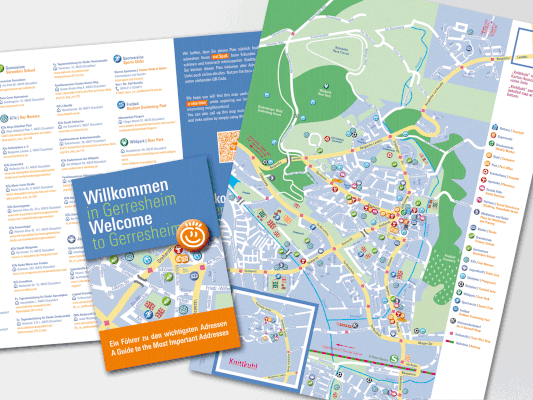 BürgerstiftunBürgerstiftung Gerricus, Düsseldorf-Gerresheim | Gerresheim-Stadtplan für Flüchtlinge | Faltplan Format DIN-A6 (geschlossen)