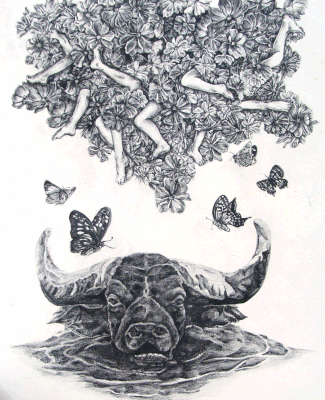 A quiet world/oil pencil/2011
