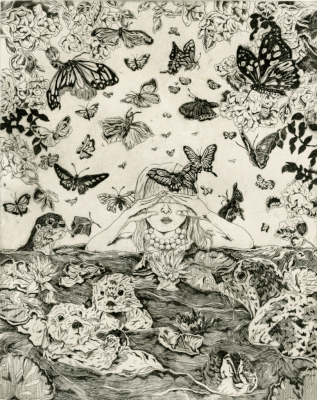  Butterfly watching /etching/24.5×19.5cm/2010