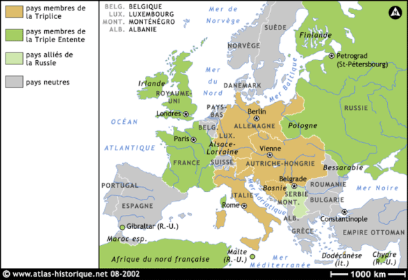 Carte politique de l'Europe en 1914