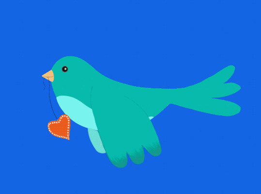 Ilse: "Vogel mit Herz", digital gezeichnet und animiert, 2024