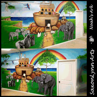 Noah's Ark Christian Bible themed mural, Frisco Texas