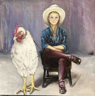 Chicken Cowgirl 2023/24 | Öl auf Leinwand | 50x50