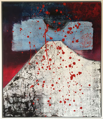 orage volcanique 60x70 acrylique sur papier de soie sold