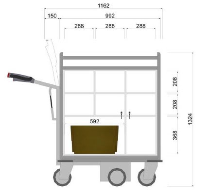 36 E-Mobil mit Plexitüren und Schloss, Maße