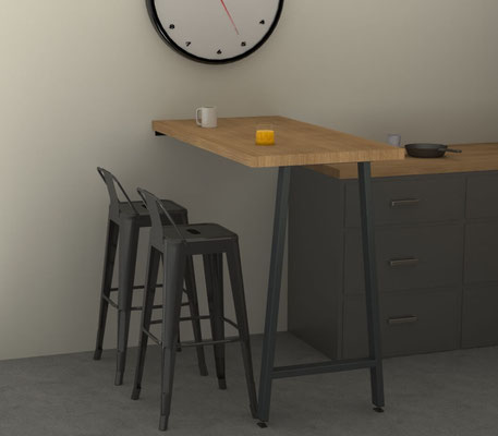 pied de table haute coloris gris industriel