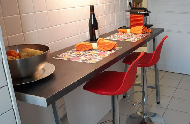 pied plan de travail chromé poru cuisine